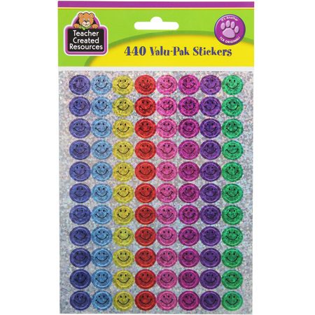 TEACHER CREATED RESOURCES Mini Happy Face Sparkle Stickers ValuPak, Multi Color, PK2640 TCR6631